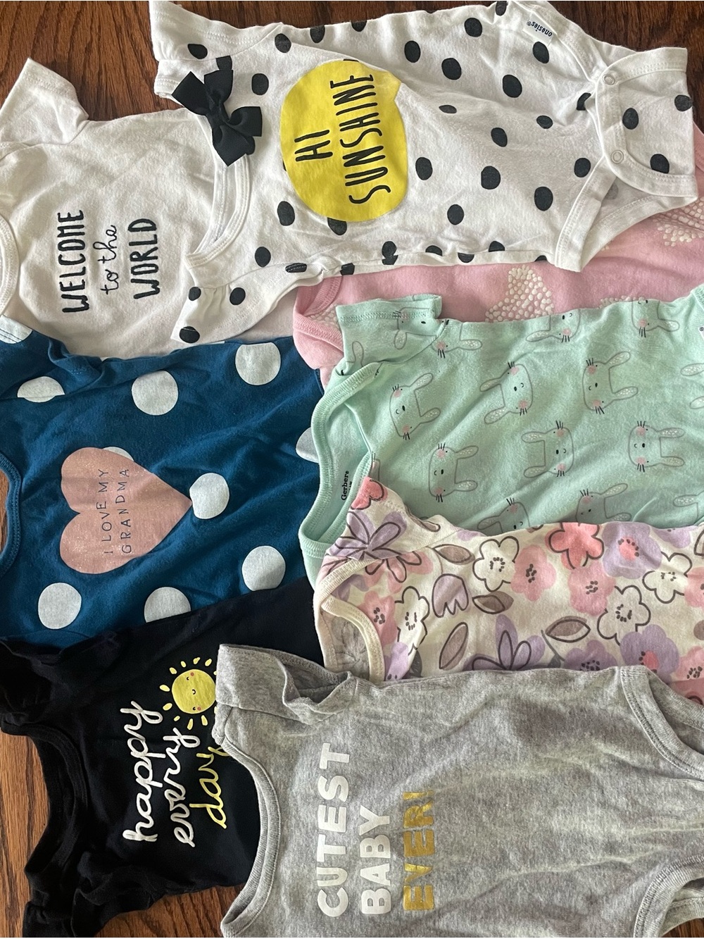 Baby Girls Mixed Print Pajama Onesies - Assorted Colors